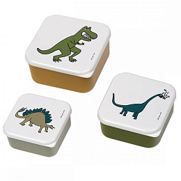 Набор ланч-боксов Petit Jour "Dinosaurs", 3 шт, мульти микс с зеленым