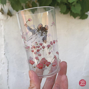Стакан прозрачный Petit Jour "Ernest and Celestine", с розовым