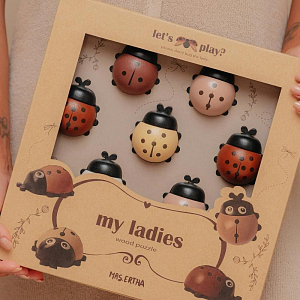 Пазл деревянный Mrs. Ertha "My Ladies", бежевый, большой