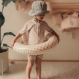 Круг надувной со спинкой Mrs. Ertha "Baby Organic Squares", геометрическая гармония, 60 см