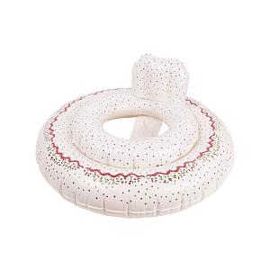 Круг надувной со спинкой Mrs. Ertha "Baby Unique Dots", шоколадная крошка, 60 см