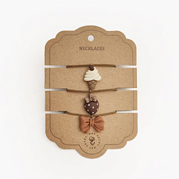 Набор ожерелий с подвеской Mrs. Ertha "Icecream Strawberry Bow", 3 шт