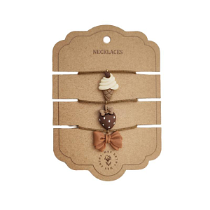 Набор ожерелий с подвеской Mrs. Ertha "Icecream Strawberry Bow", 3 шт