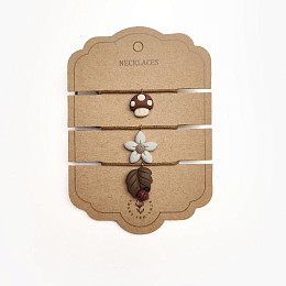 Набор ожерелий с подвеской Mrs. Ertha "Mushroom Flower Leaf", 3 шт