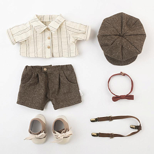 Медведь Lina TeddyTales, в винтажном костюме жениха, M, молочный, 30 см