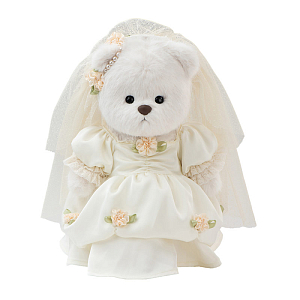 Медведь Lina TeddyTales, в винтажном платье невесты, M, белый, 30 см
