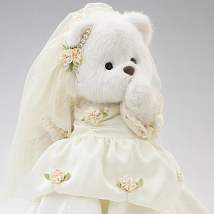 Медведь Lina TeddyTales, в винтажном платье невесты, M, белый, 30 см