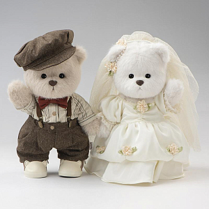 Медведь Lina TeddyTales, в винтажном платье невесты, M, белый, 30 см