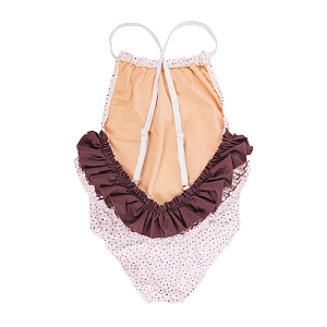 Купальник с рюшами Mrs. Ertha "Eloise Unique Dots", шоколадная крошка