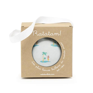 Мяч Рататам (Ratatam) "Гавайи", белый с бирюзовым, 12 см