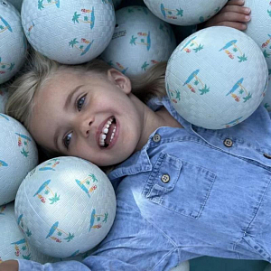 Мяч Рататам (Ratatam) "Гавайи", белый с бирюзовым, 12 см