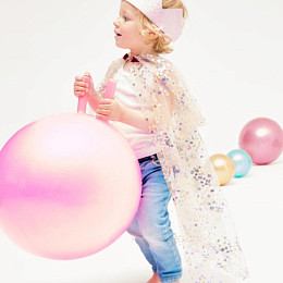 Мяч-прыгун с рожками Рататам (Ratatam) "Блестки", нежно-розовый, 40 см