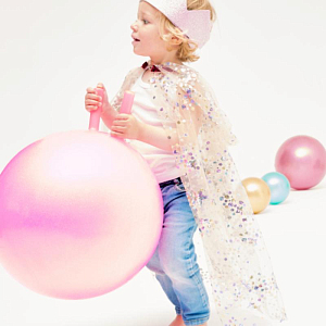 Мяч-прыгун с рожками Рататам (Ratatam) "Блестки", нежно-розовый, 40 см