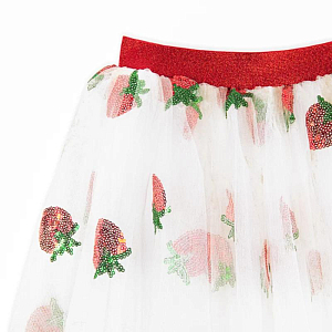 Юбка длинная Рататам (Ratatam) "Клубника", клубничные пайетки, 4-10 лет