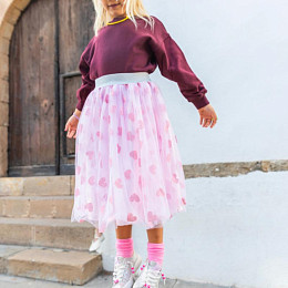 Юбка длинная Рататам (Ratatam) "Сердце", розовые сердца, 4-10 лет