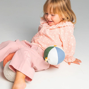 Мяч мягкий текстильный Ratatam "Baby Pink", бежевый с розовым, 10 см