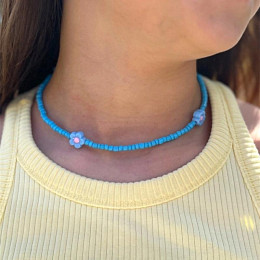 Ожерелье Рататам (Ratatam) "Цветок", голубое