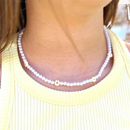 Ожерелье Рататам (Ratatam) "Ромашка", белое