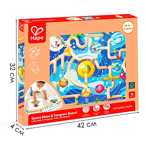 Головоломка Hape "Умняша", космический лабиринт и танграм