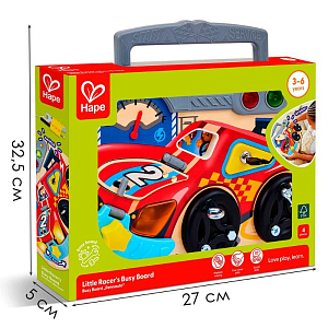 Игрушка бизиборд Hape "Цвета и формы", маленький гонщик