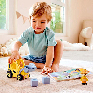 Игровой набор Hape "Бульдозер", детская иллюстрированная книга Hape Land