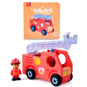 Игровой набор Hape "Пожарная машина", детская иллюстрированная книга Hape Land