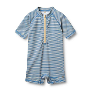 Купальник с коротким рукавом Wheat, голубые полоски