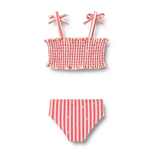 Купальник раздельный Wheat "Carla Red Stripe Flowers", цветущие полоски