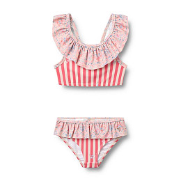 Купальник раздельный Wheat "Bothilda Pink Heart Flowers", цветущие полоски