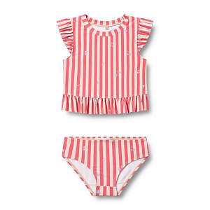 Костюм купальный Wheat "Alma Red Stripe Flowers", 2 предмета, цветущие полоски