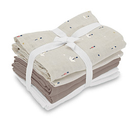 Набор муслиновых пеленок Vanilla Copenhagen "Tin Stickman", 6 шт, микс серого с бежевым