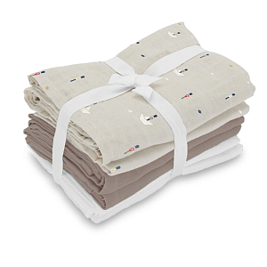 Набор муслиновых пеленок Vanilla Copenhagen "Tin Stickman", 6 шт, микс серого с бежевым