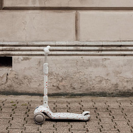 Самокат со светящимися колесами Vanilla Copenhagen "Ladybug", серый, маленький