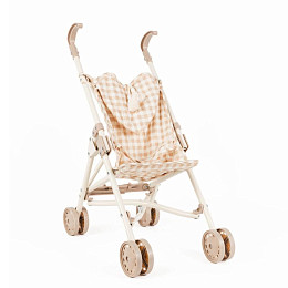Прогулочная коляска для кукол Mrs. Ertha "Soft Squares", кремовая клетка виши