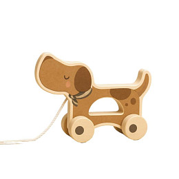 Игрушка деревянная в виде собаки на колесах Mrs. Ertha "Poppy", коричневая
