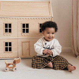 Игрушка деревянная в виде собаки на колесах Mrs. Ertha "Poppy", коричневая