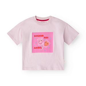 Футболка оверсайз That's Mine "Vilde Bonjour Mon Amour", светло-розовая