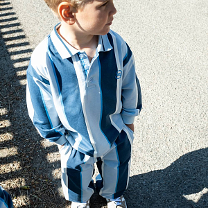 Рубашка поло с длинным рукавом That's Mine "Victor Multi Stripe", микс с синим