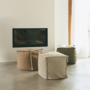 Подушка-пуф Лорена Каналс (Lorena Canals) "Этнос", охра, 45 х 45 х 45 см