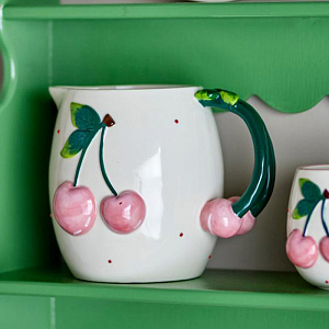 Кувшин керамический Bloomingville "Berrie", кремовый с розовым, 1,8 л