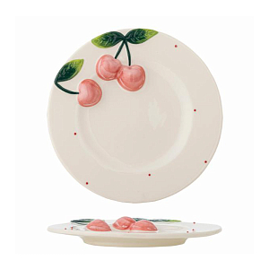 Тарелка керамическая Bloomingville "Berrie", кремовая с розовым