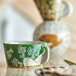 Миска керамическая Bloomingville "Hezha", зеленый микс, 460 мл