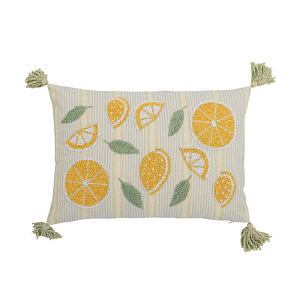 Подушка декоративная Bloomingville "Lemon", салатовая с лимонным, 50 х 35 см