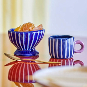Миска керамическая Bloomingville "Nini", синяя, 170 мл
