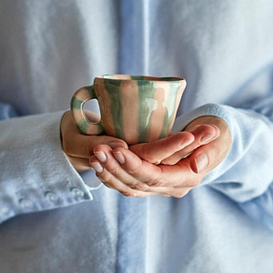 Кружка керамическая Bloomingville "Nini", микс с розовым, 110 мл