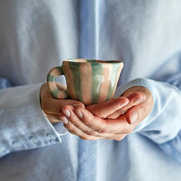 Кружка керамическая Bloomingville "Nini", микс с розовым, 110 мл