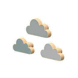 Набор крючков в виде облака Кам Кам Копенгаген (Cam Cam Copenhagen), 3 шт, серый