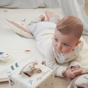 Нагрудник из джерси Кам Кам Копенгаген (Cam Cam Copenhagen) "Винтажные Игрушки", 2 шт, кремовый