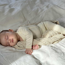 Плед вязаный для новорожденных Зэтс Майн (That's Mine) "Кала", песочный, 85 х 85 см