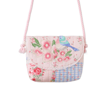 Сумка с вышивкой Джинджерснэпс (Gingersnaps) "Кейн", голубая клетка в цветах